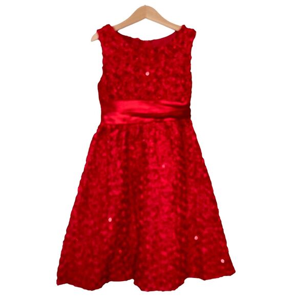 RARE EDITIONS Girls Red Dress 7 Bridal Party Church Pageant Flower Girl Wedding - Picture 1 of 11